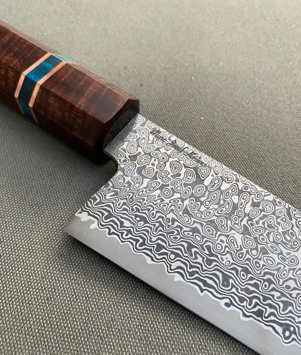 Damascus Raindrop Pattern Stainless Steel Bars 60-61 Hrc