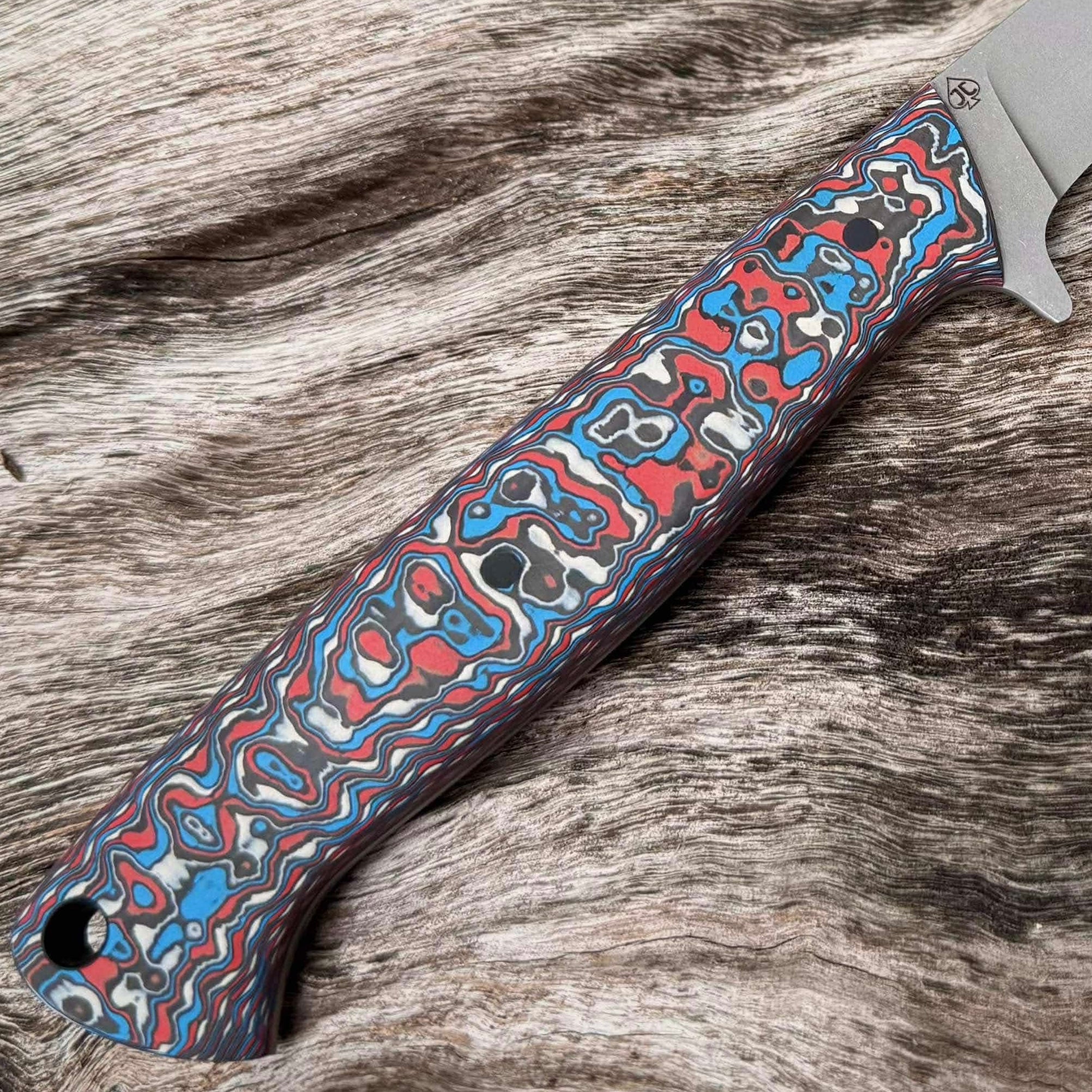 Damascus Carbon Fiber - Blue, White & Red - 7 x 160 x 245mm