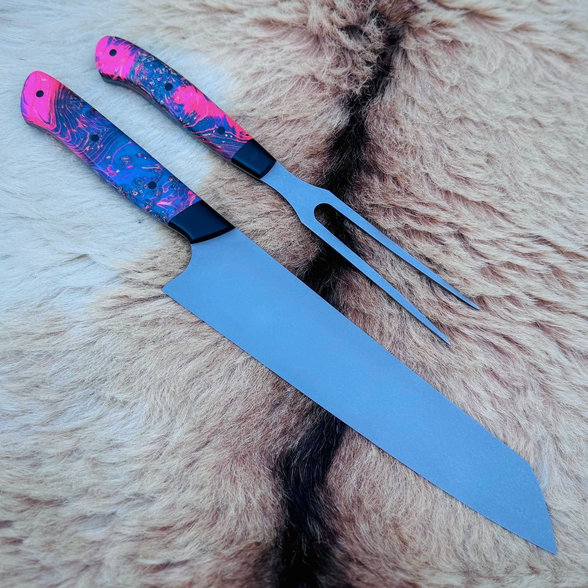 Blue & Pink Stabilised Maple Burl (30x40x135mm)