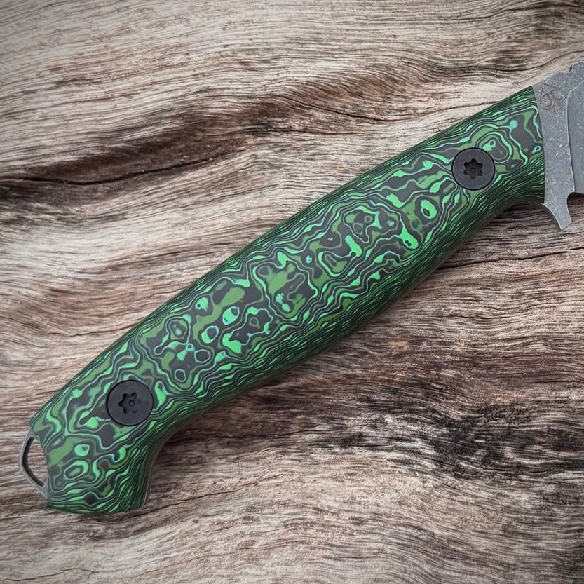 Damascus Carbon Fiber - Green - 7 x 160 x 245mm