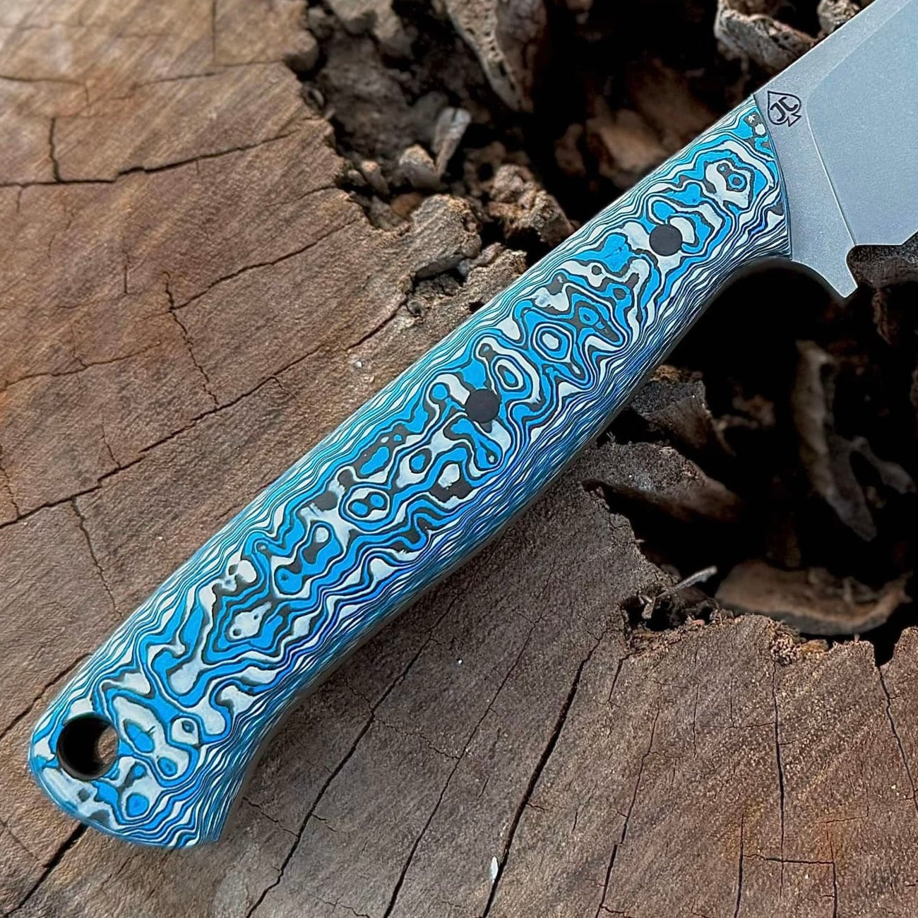 Damascus Carbon Fiber - Blue & White - 7 x 160 x 245mm