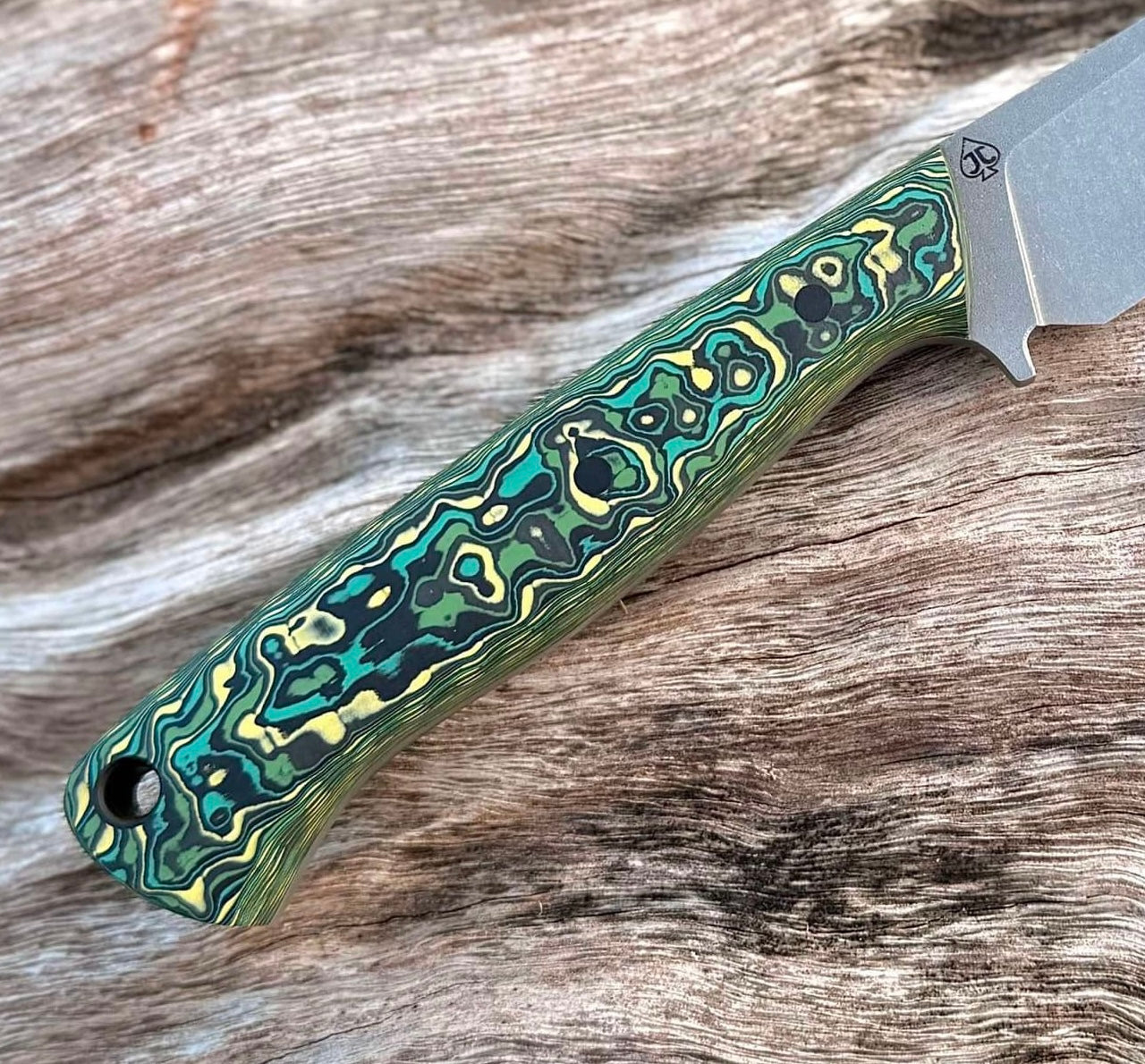 Damascus Carbon Fiber - Green & Yellow - 7 x 160 x 245mm