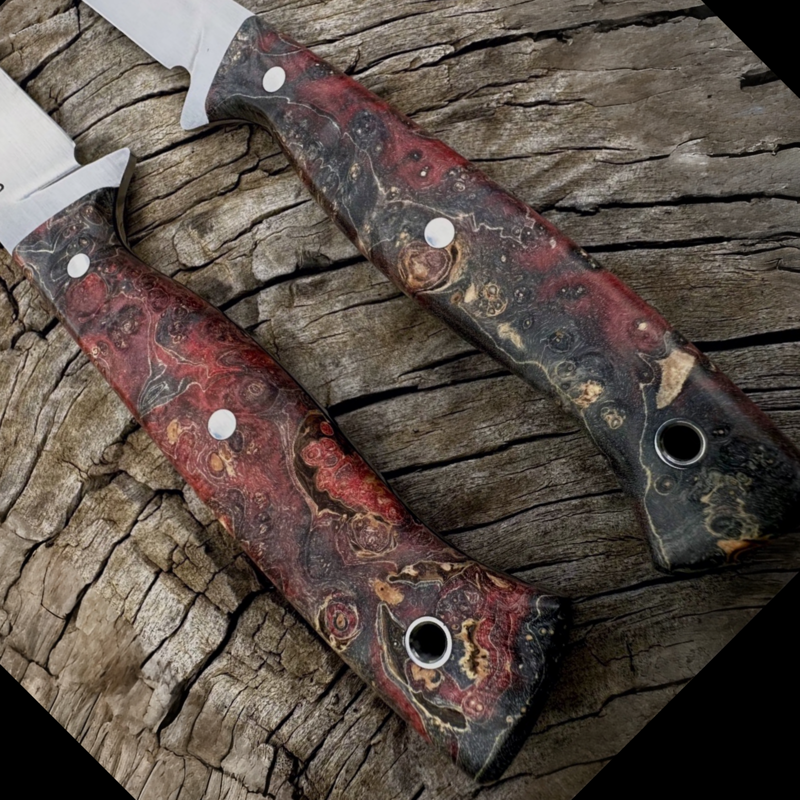 Black & Red Stabilised Maple Burl (30x40x135mm)