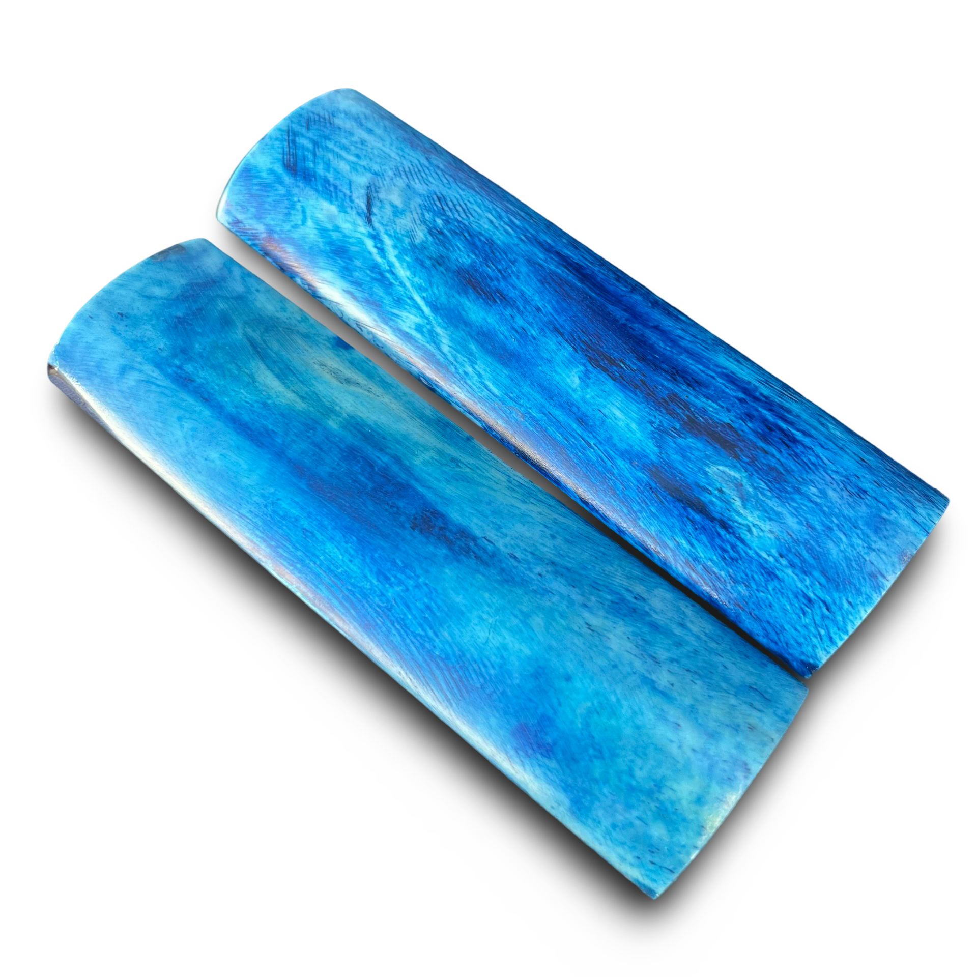 Stabilised Camel Bone Scales - Light Blue (8x38x127mm)