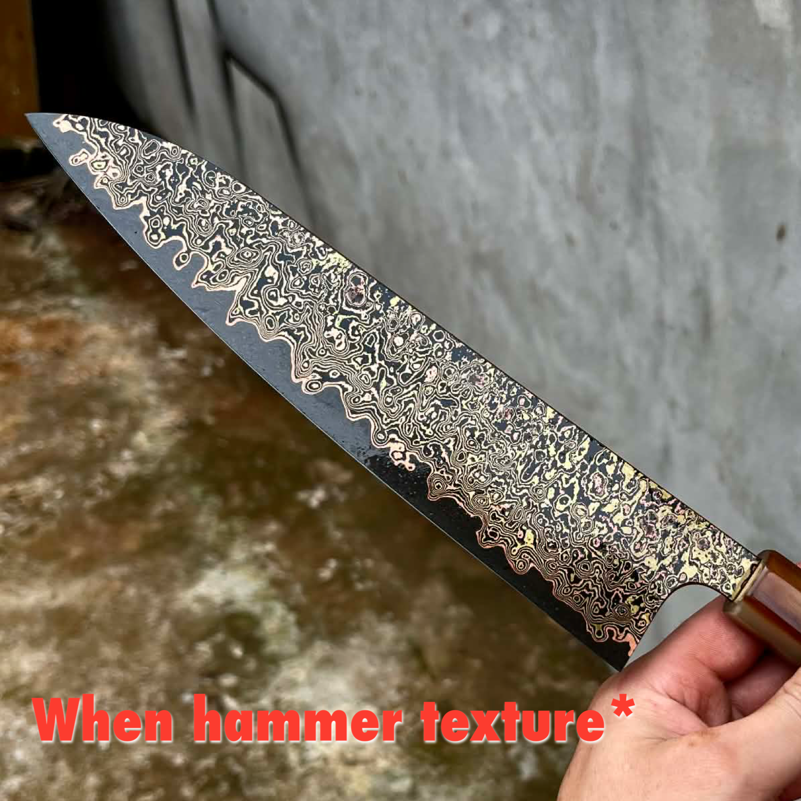 52100 Brass/copper/Steel Damascus San Mai (3x50x320mm)