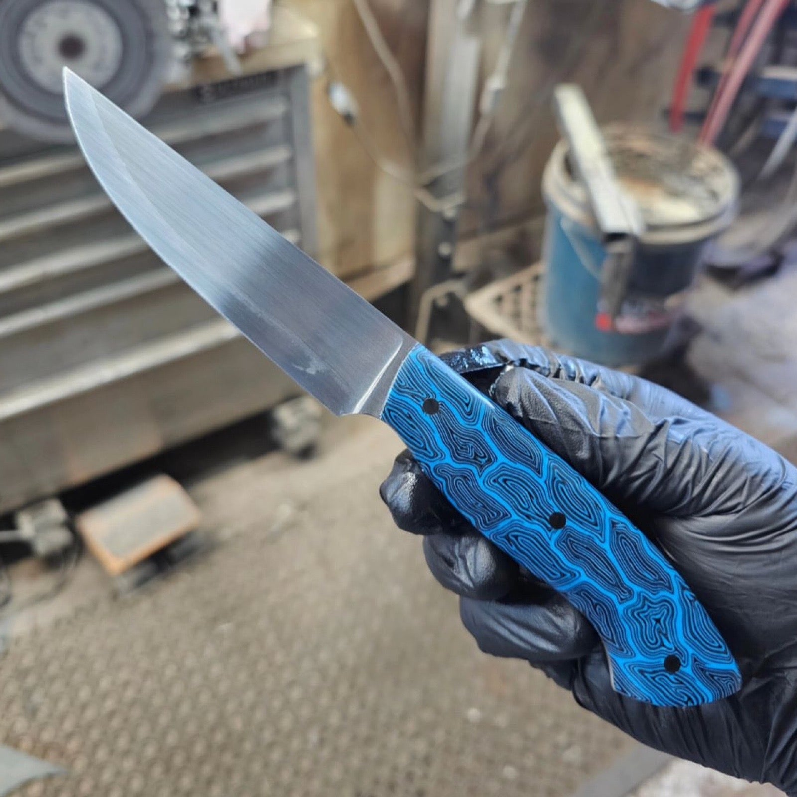 Damascus G10 Black/Blue Wave Scales (8 x 47 x 130mm)