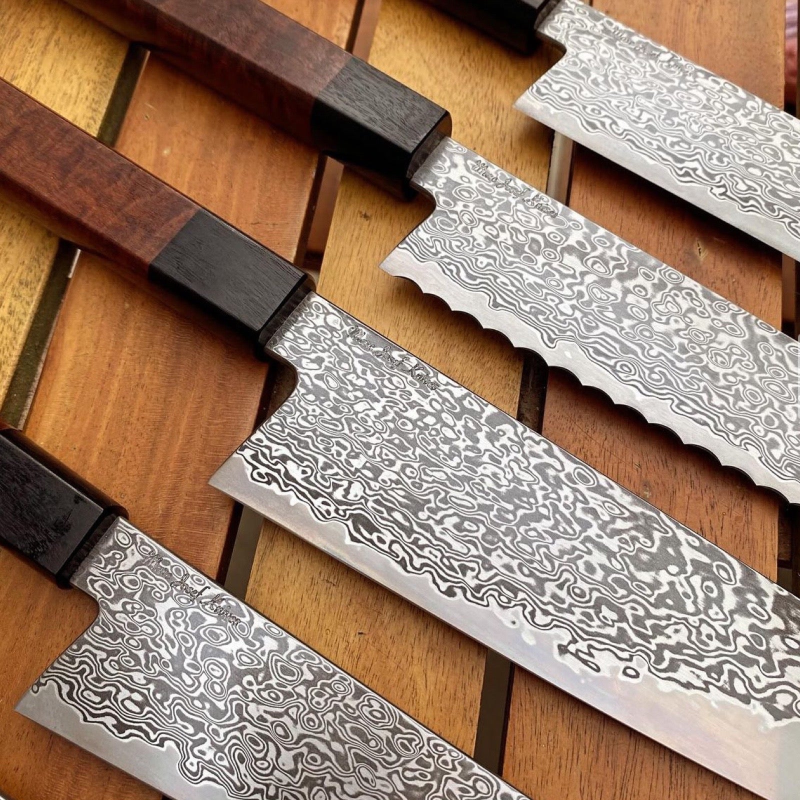 Damascus Raindrop Pattern Stainless Steel Bars 60-61 Hrc