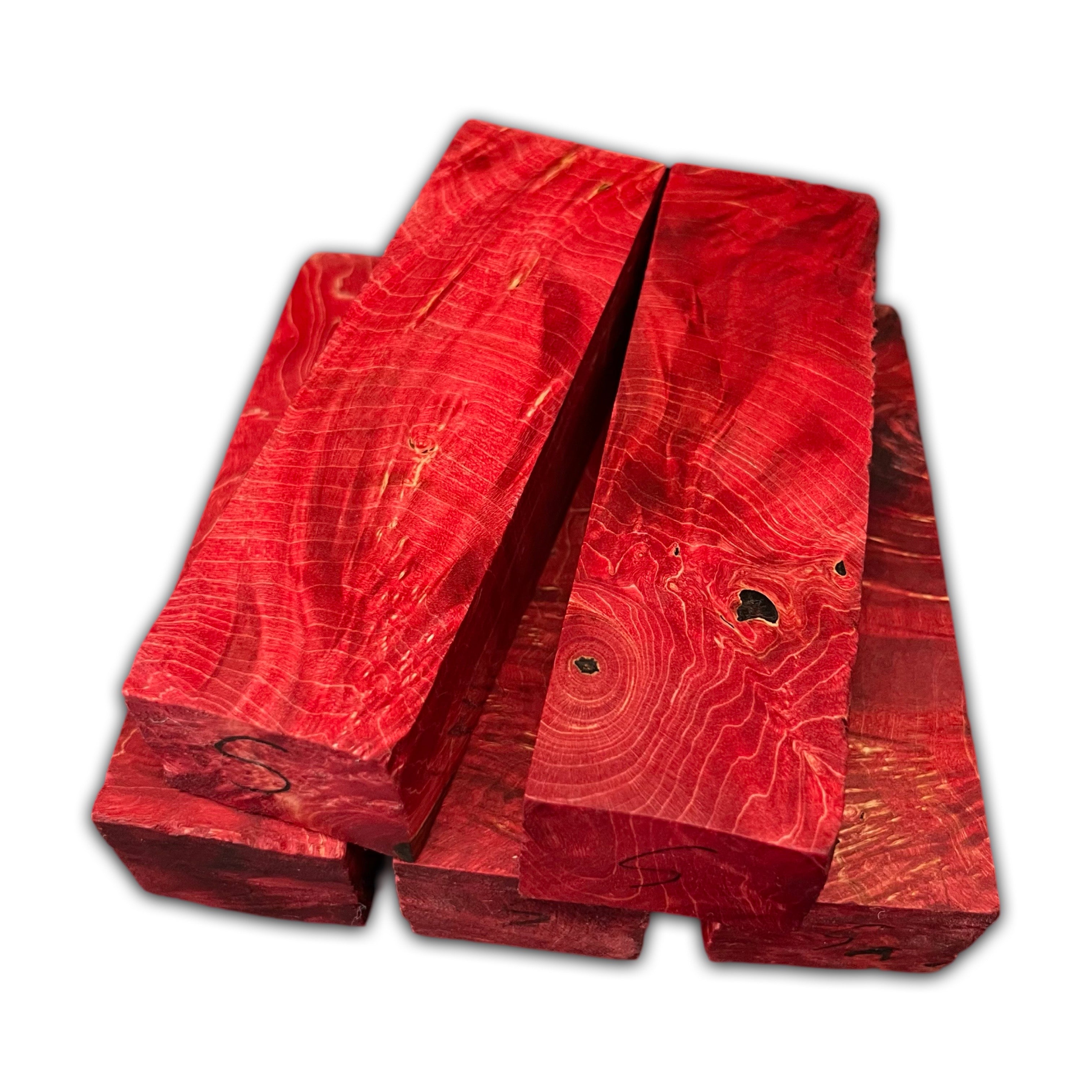 Red Stabilised Maple Curly Grain (30x40x135mm)