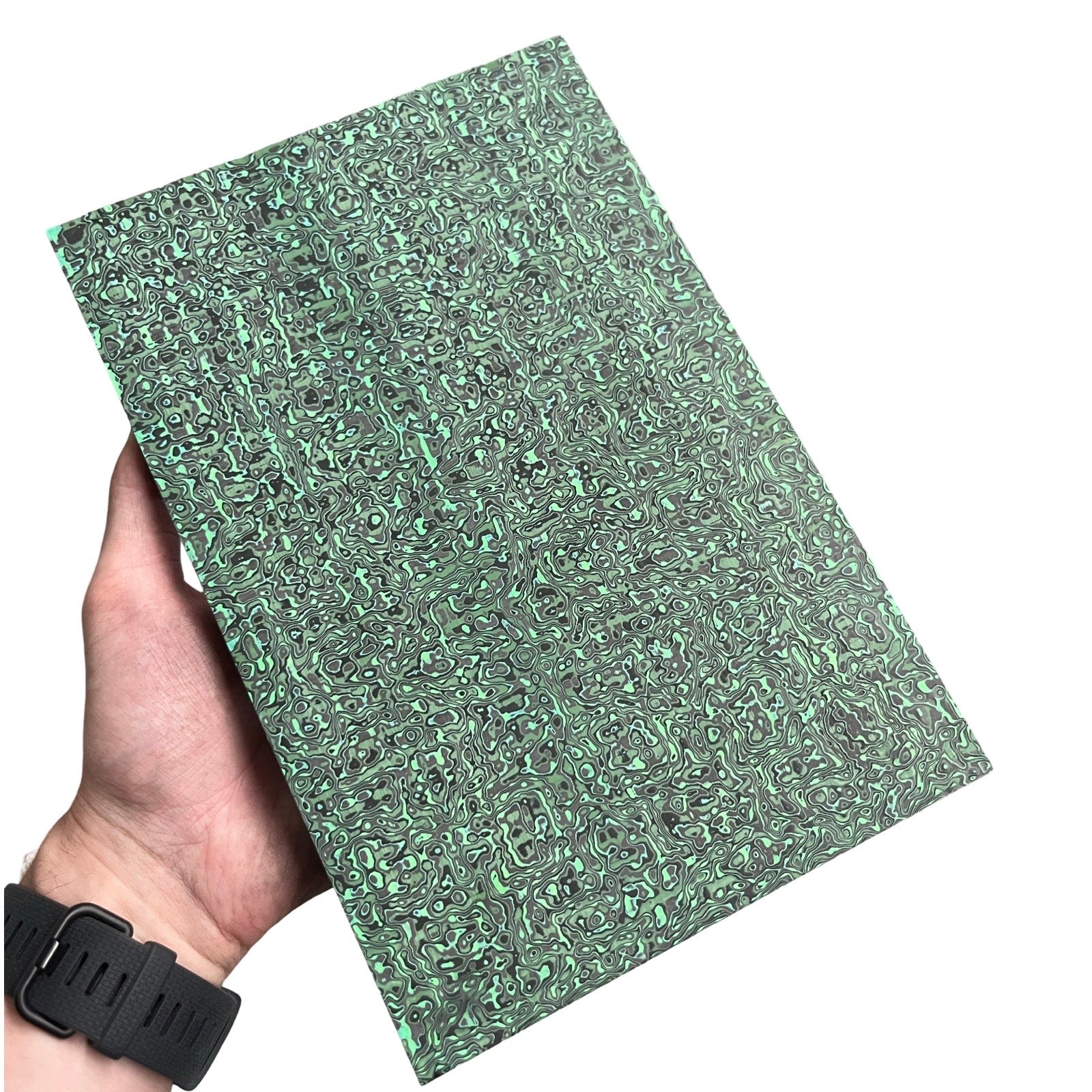 Damascus Carbon Fiber - Green - 7 x 160 x 245mm