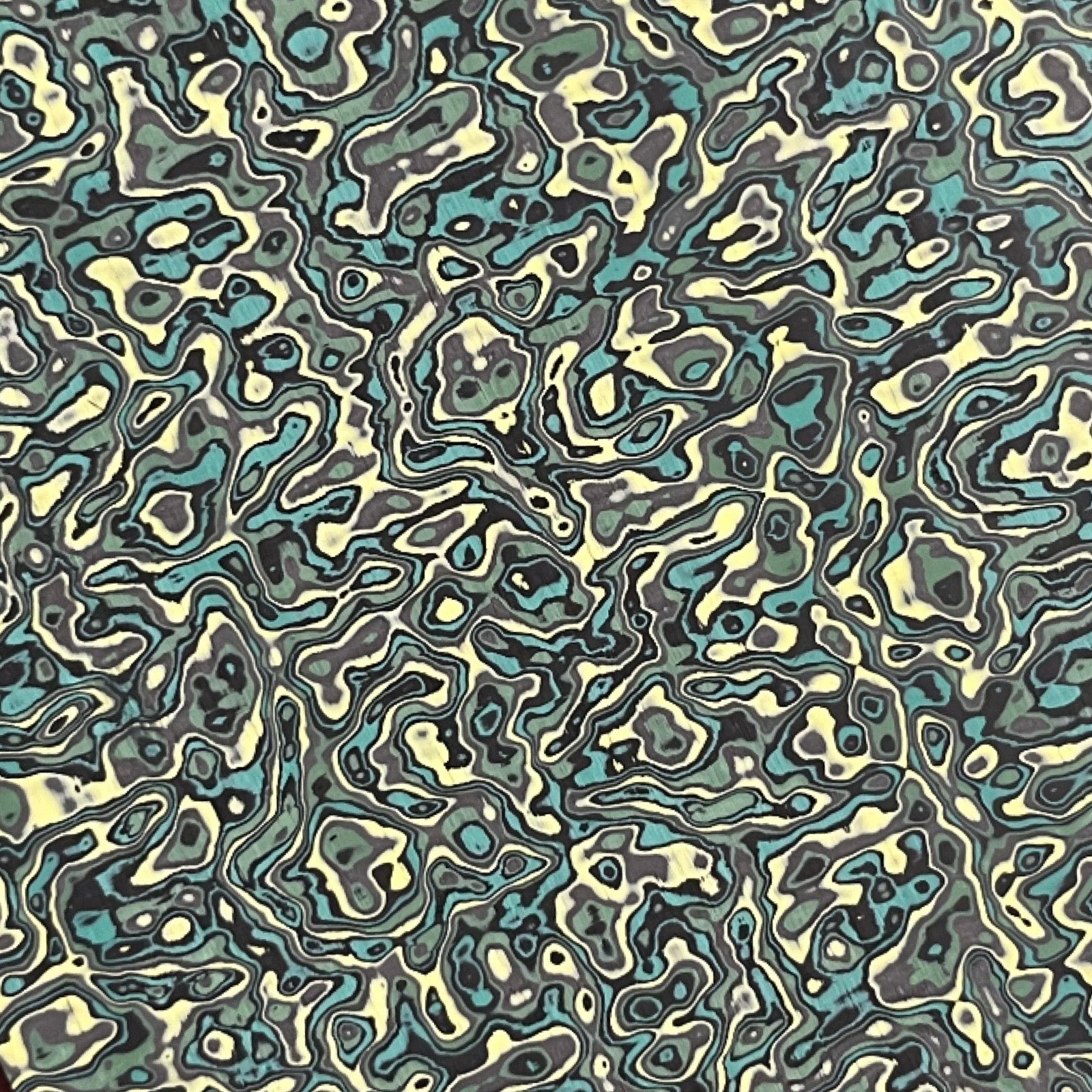 Damascus Carbon Fiber - Green & Yellow - 7 x 160 x 245mm