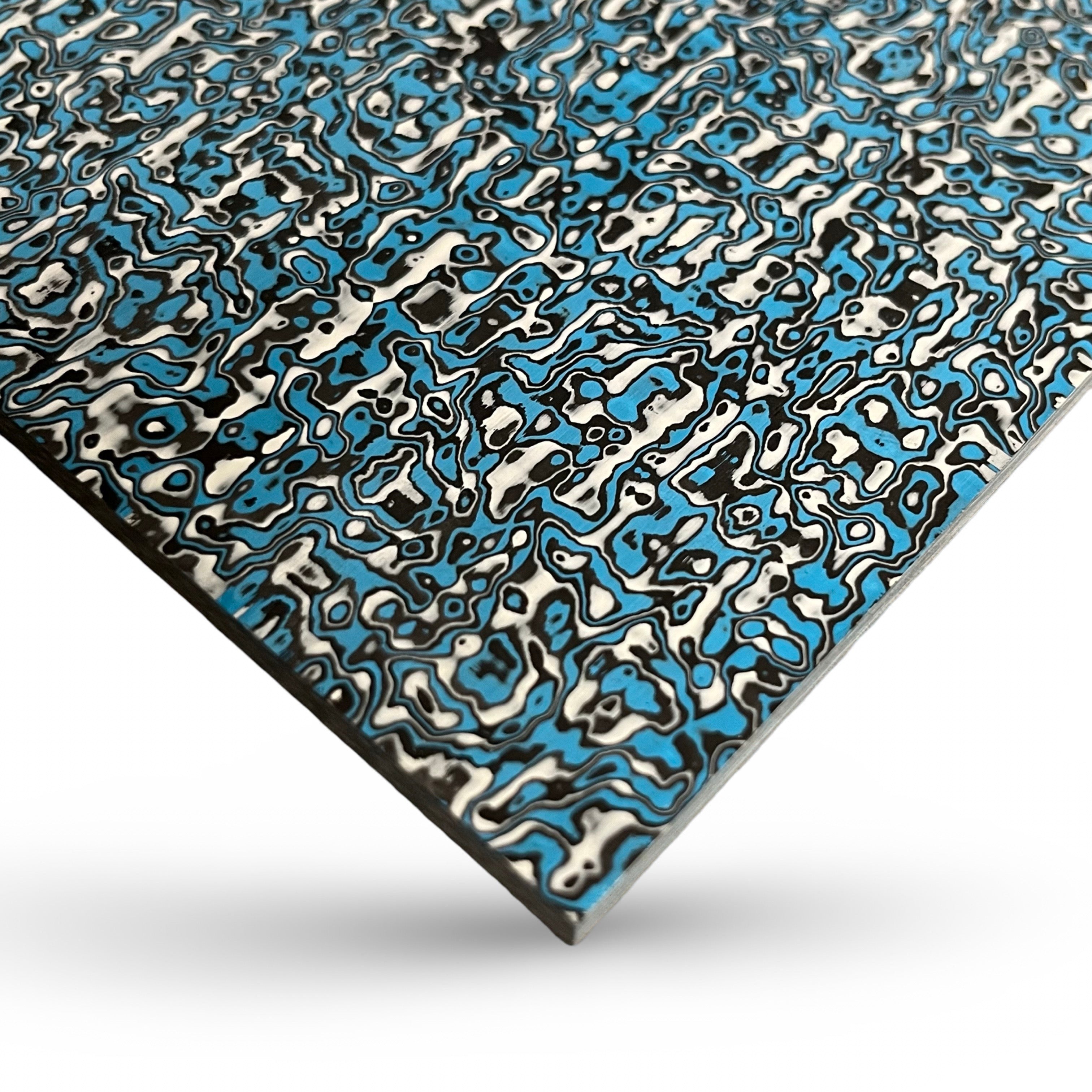 Damascus Carbon Fiber - Blue & White - 7 x 160 x 245mm