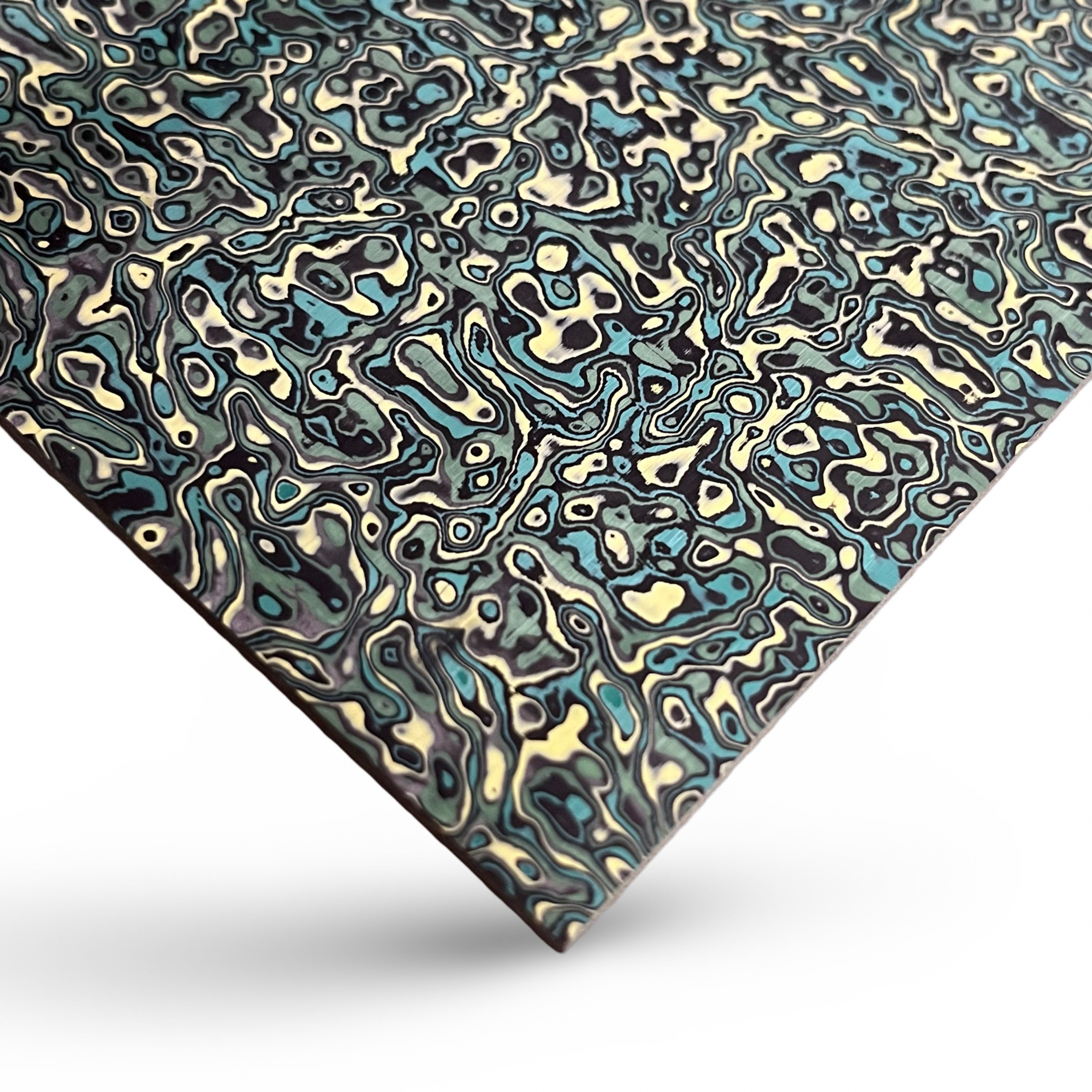 Damascus Carbon Fiber - Green & Yellow - 7 x 160 x 245mm