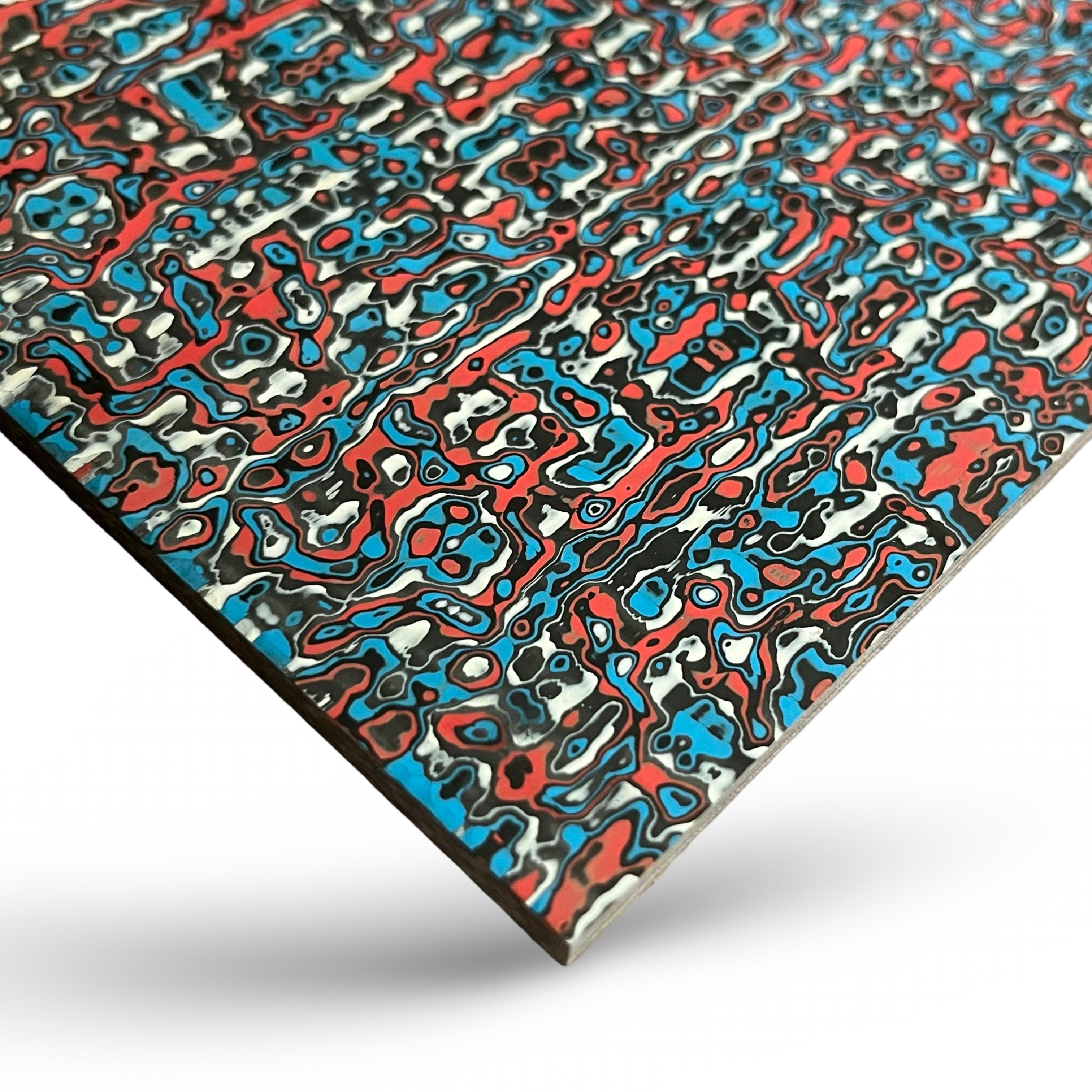 Damascus Carbon Fiber - Blue, White & Red - 7 x 160 x 245mm