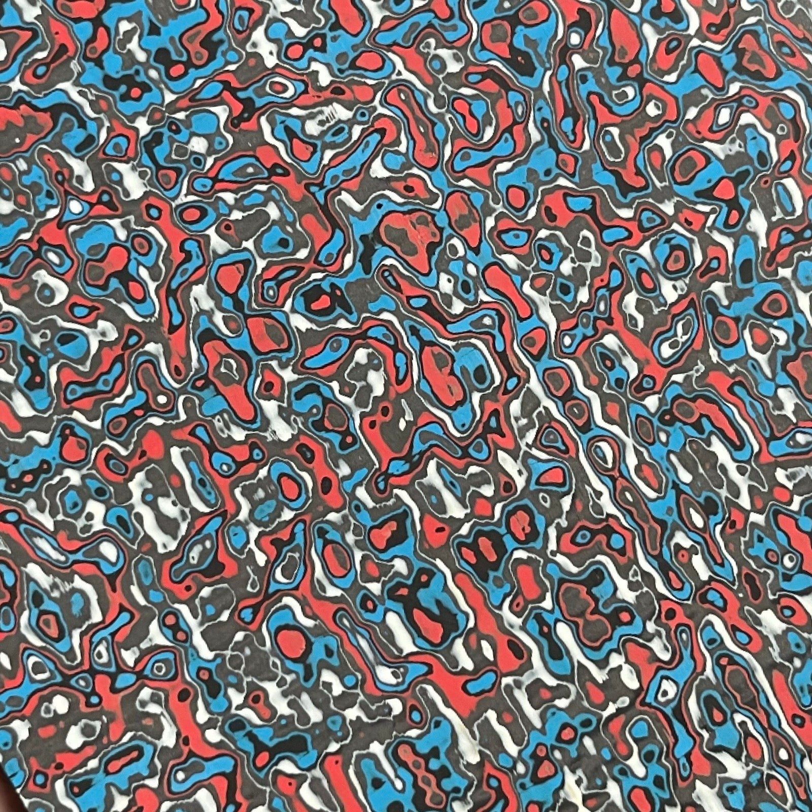 Damascus Carbon Fiber - Blue, White & Red - 7 x 160 x 245mm