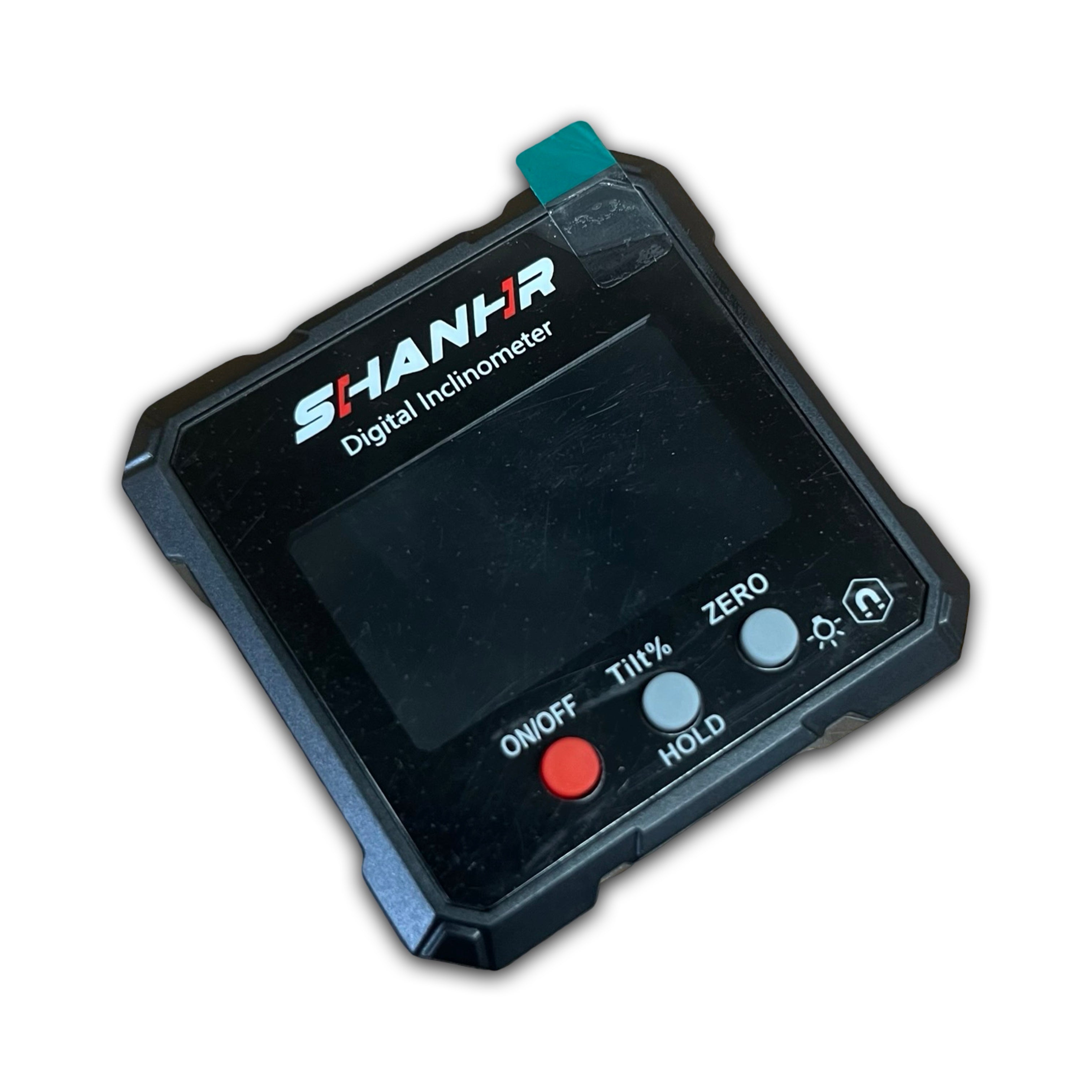 Digital inclinometer with SHANIR branding on a white background