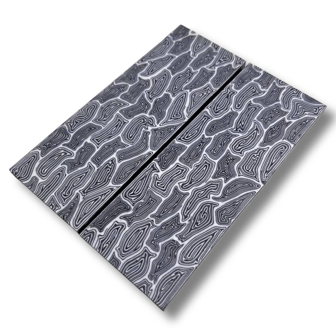 Damascus G10 Black/White Wave Scales (8 x 47 x 130mm)