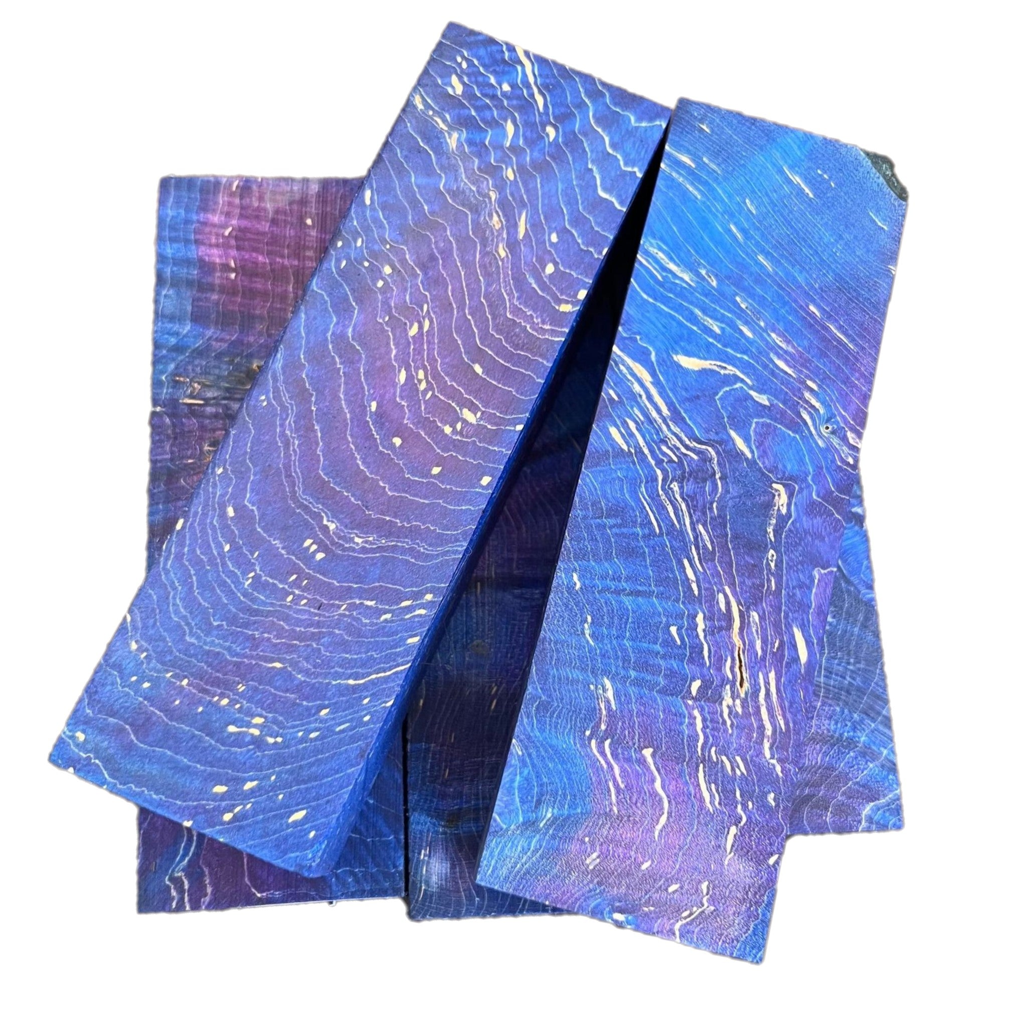 Blue & Purple Stabilised Maple Curly Grain (30x40x135mm)