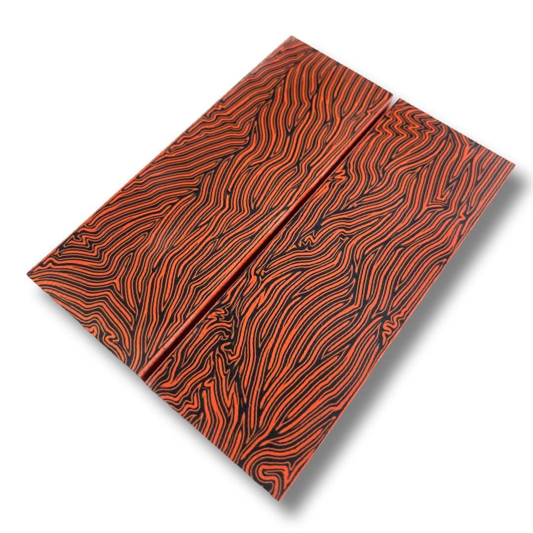 Damascus Knife Scales & Blocks - Black & Orange