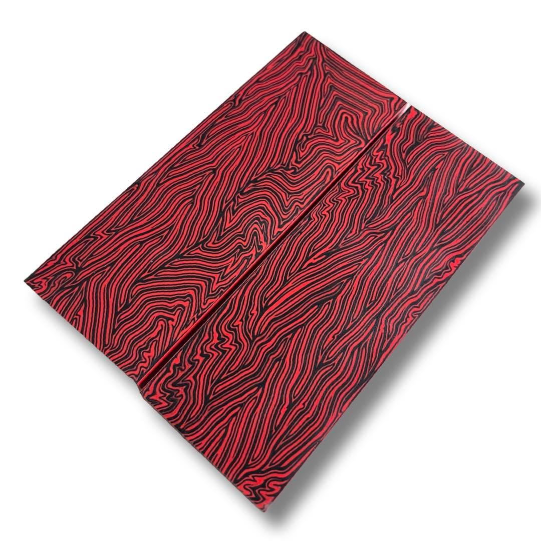 Damascus Knife Scales & Blocks - Black & Red