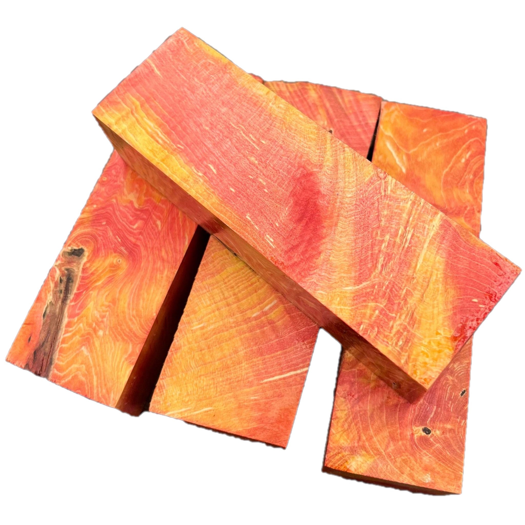 Red & Yellow Stabilised Maple Curly Grain (30x40x135mm)