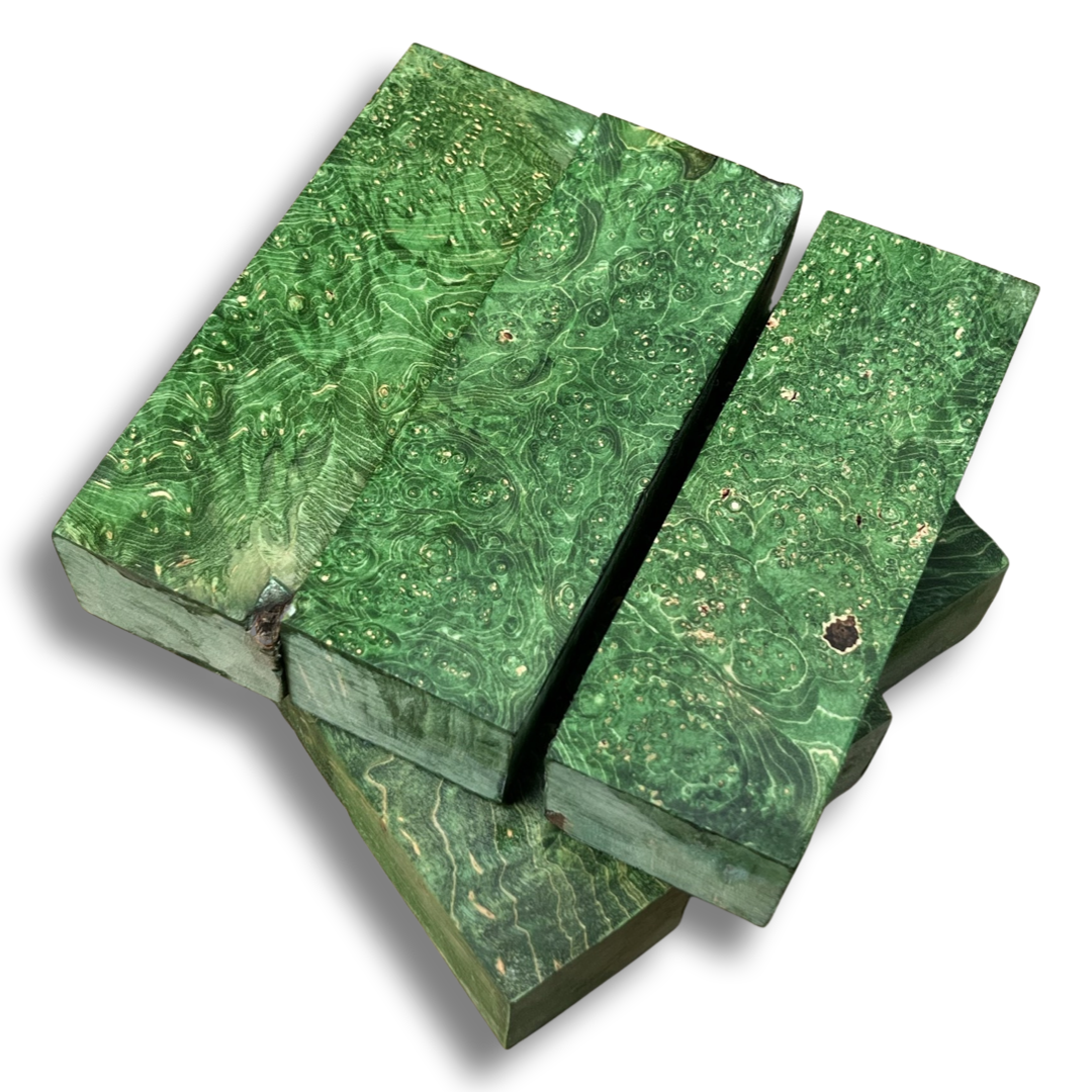 Green Stabilised Maple Burl (30x40x135mm)