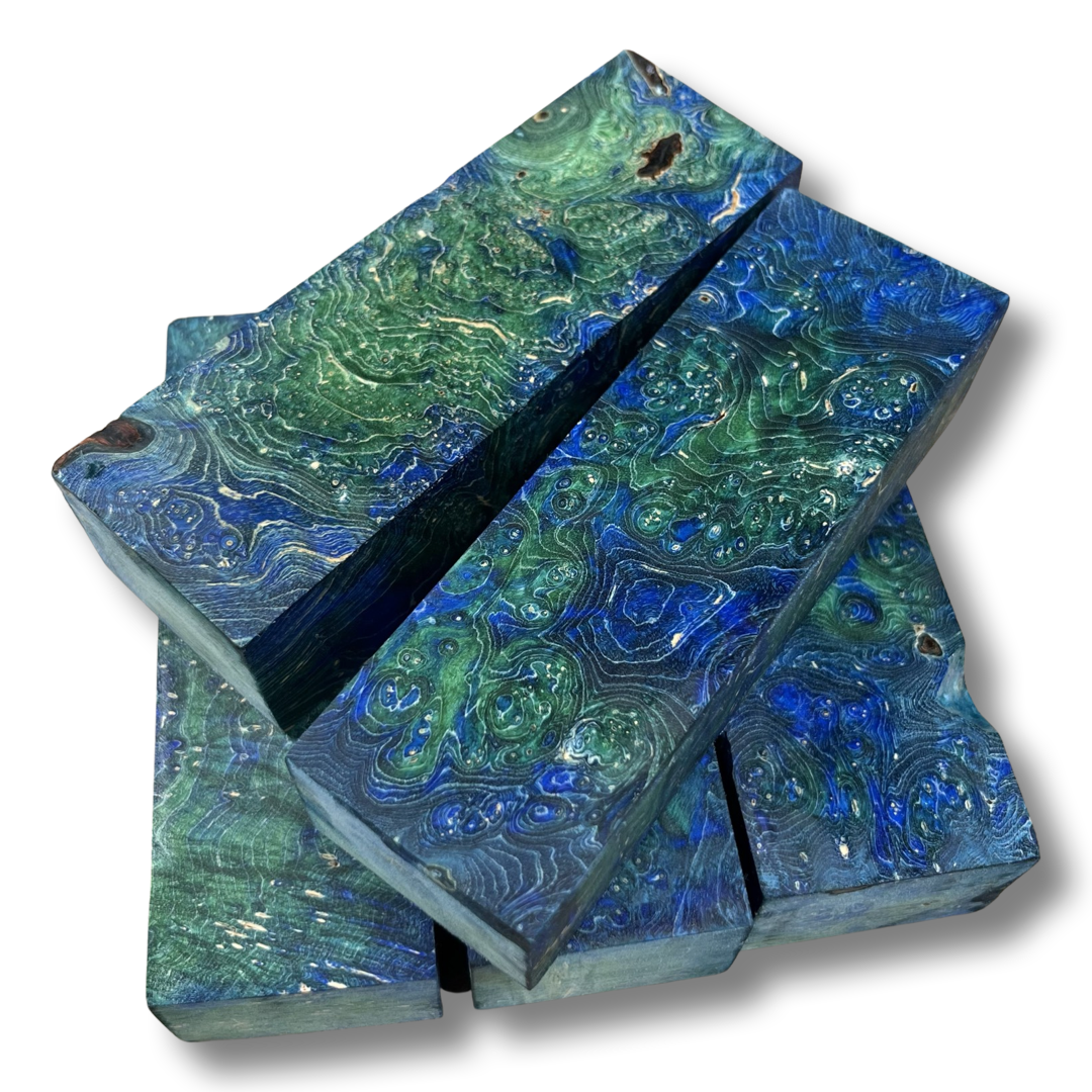 Blue & Green Stabilised Maple Burl (30x40x135mm)