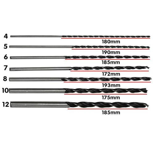 Extra Long 300mm Brad Point Drill Bit 7 Pcs Set