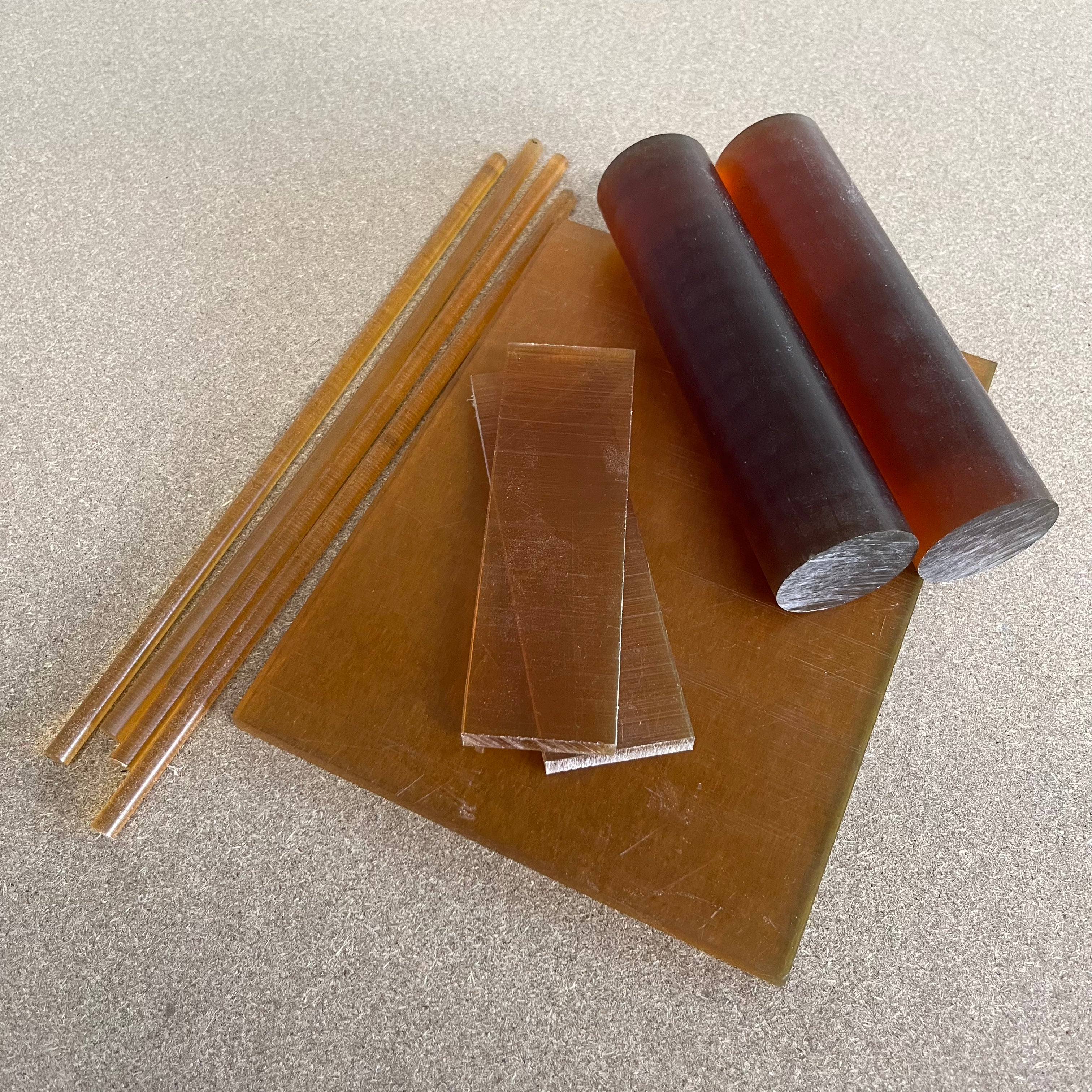 Ultem 1000 Amber Knife Scales, Sheets , Rods & Pins