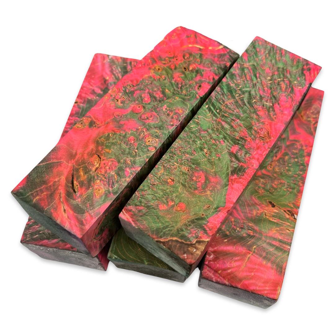 Green & Pink Stabilised Maple Burl (30x40x135mm)