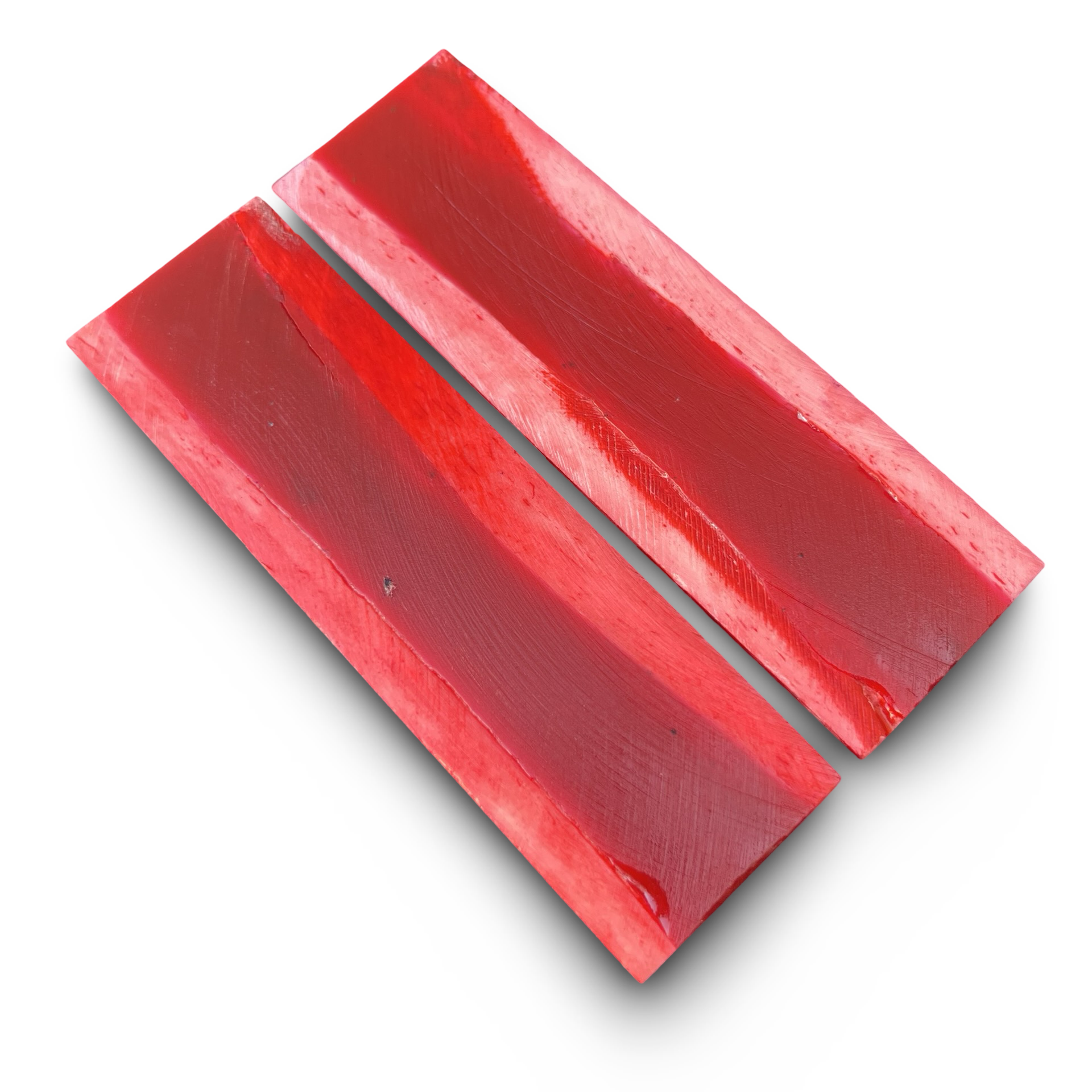 Stabilised Camel Bone Scales - Bright Red (8x38x127mm)