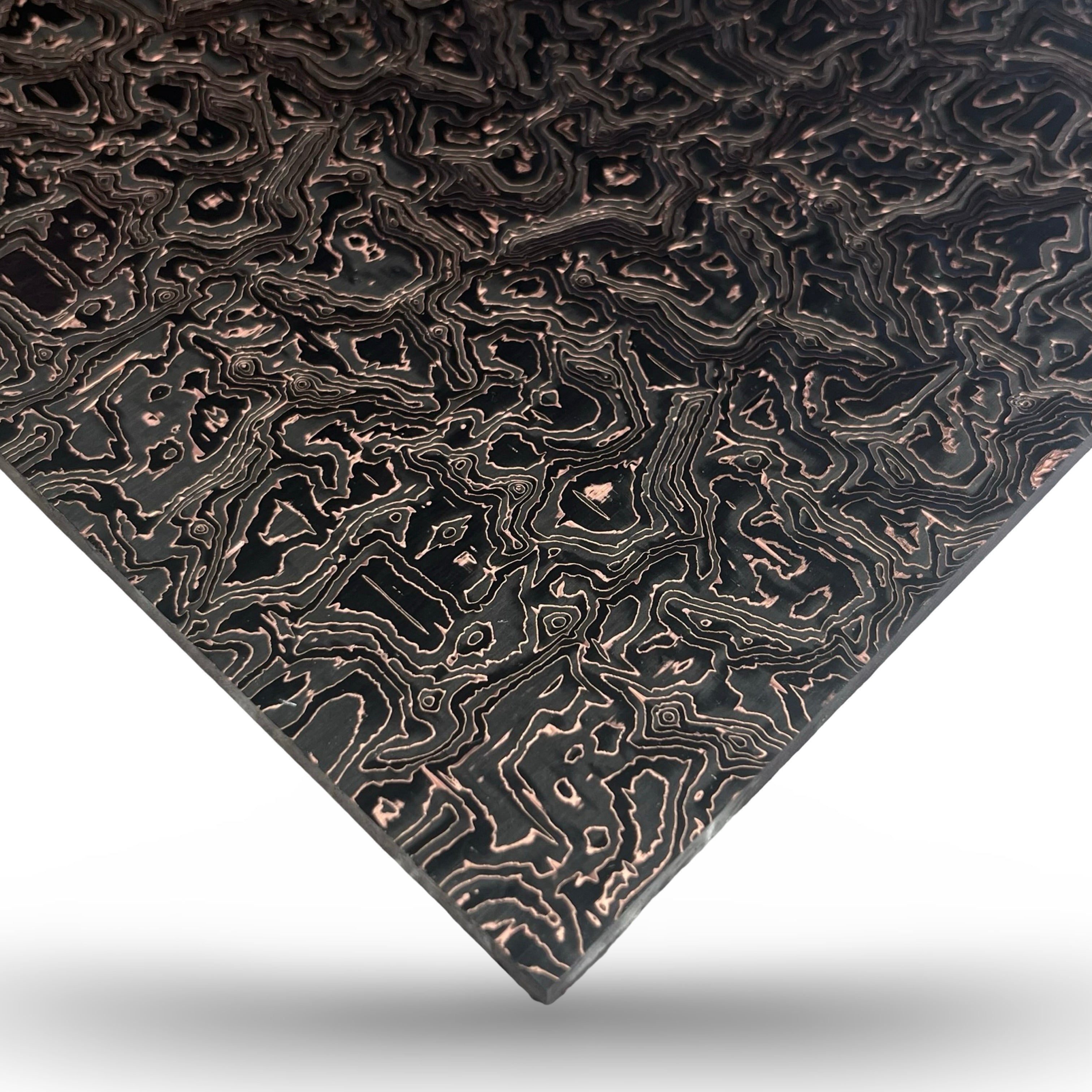 Copper Damascus Carbon Fiber Sheets & Scales