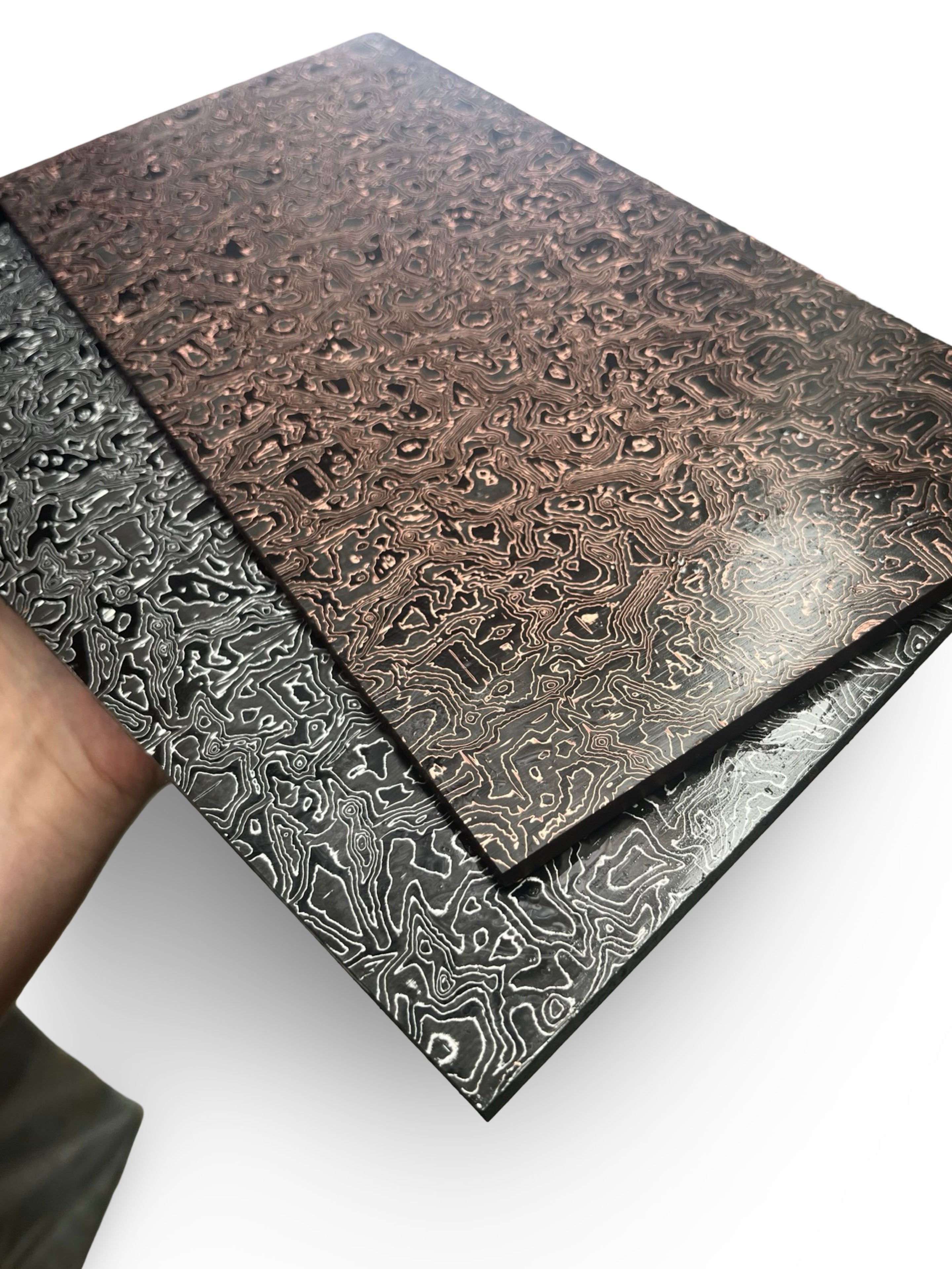 Copper Damascus Carbon Fiber Sheets & Scales