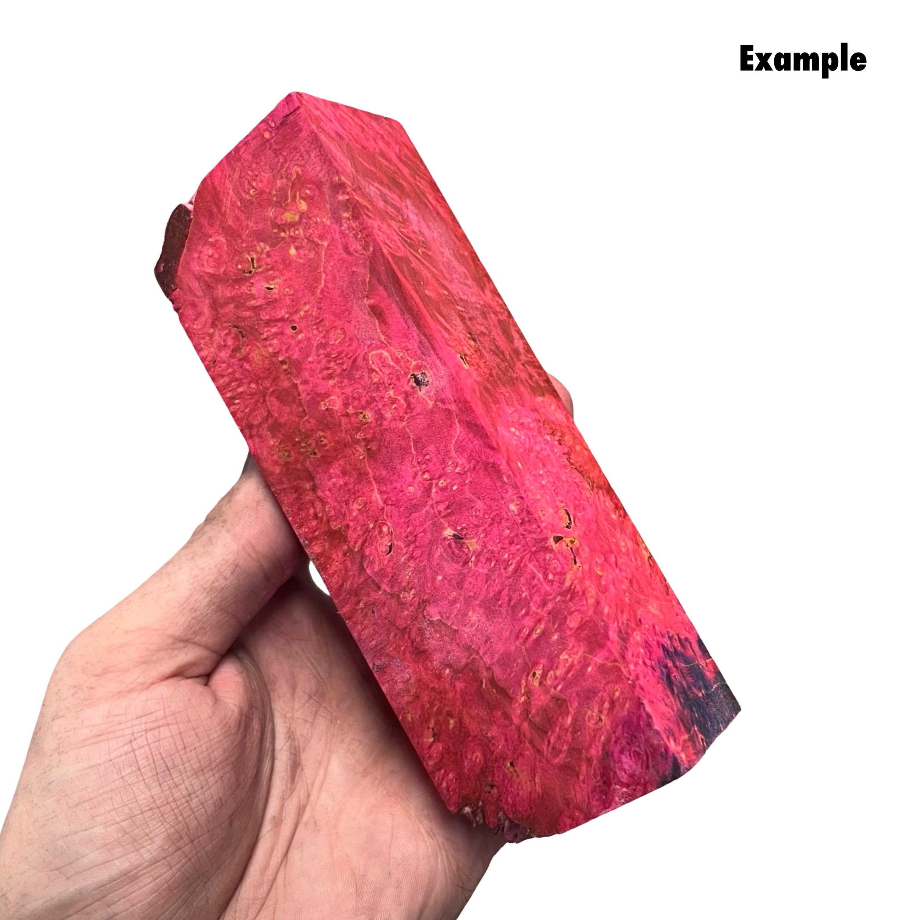 Hot Pink Stabilised Maple Burl (30x40x135mm)