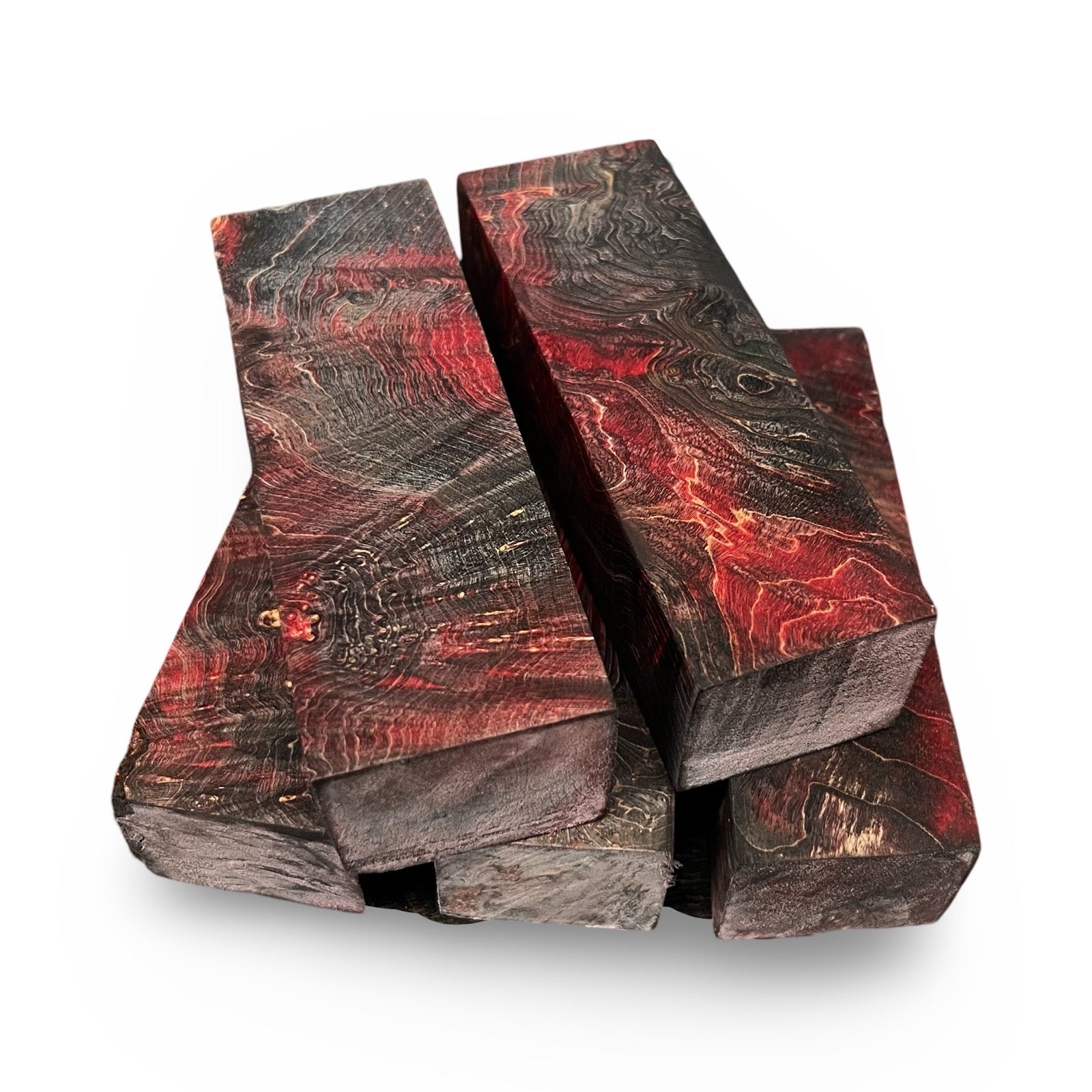 Black & Red Stabilised Curly Maple (30x40x135mm)