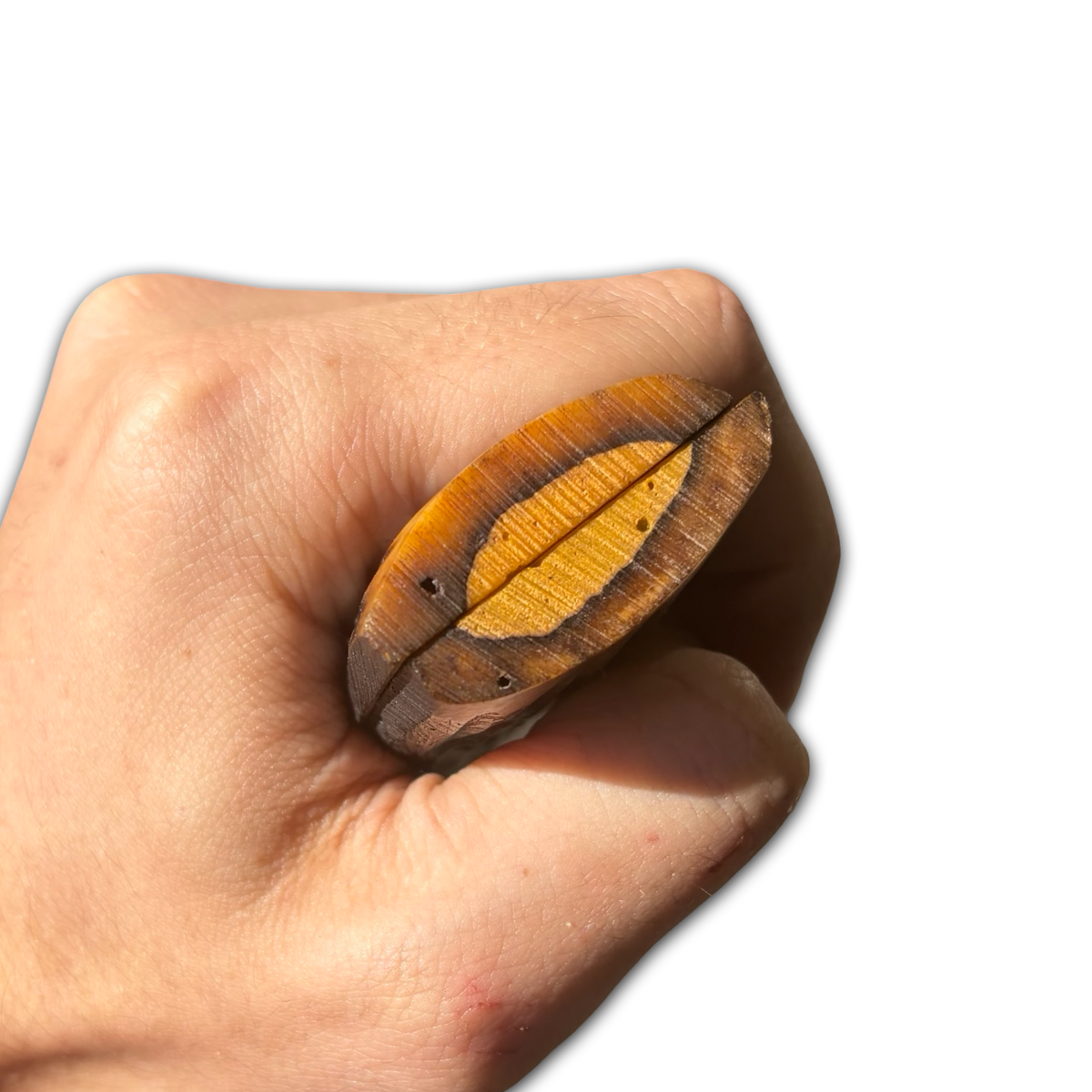 Stabilised Camel Bone Scales - Amber stag jigged (8x38x127mm)