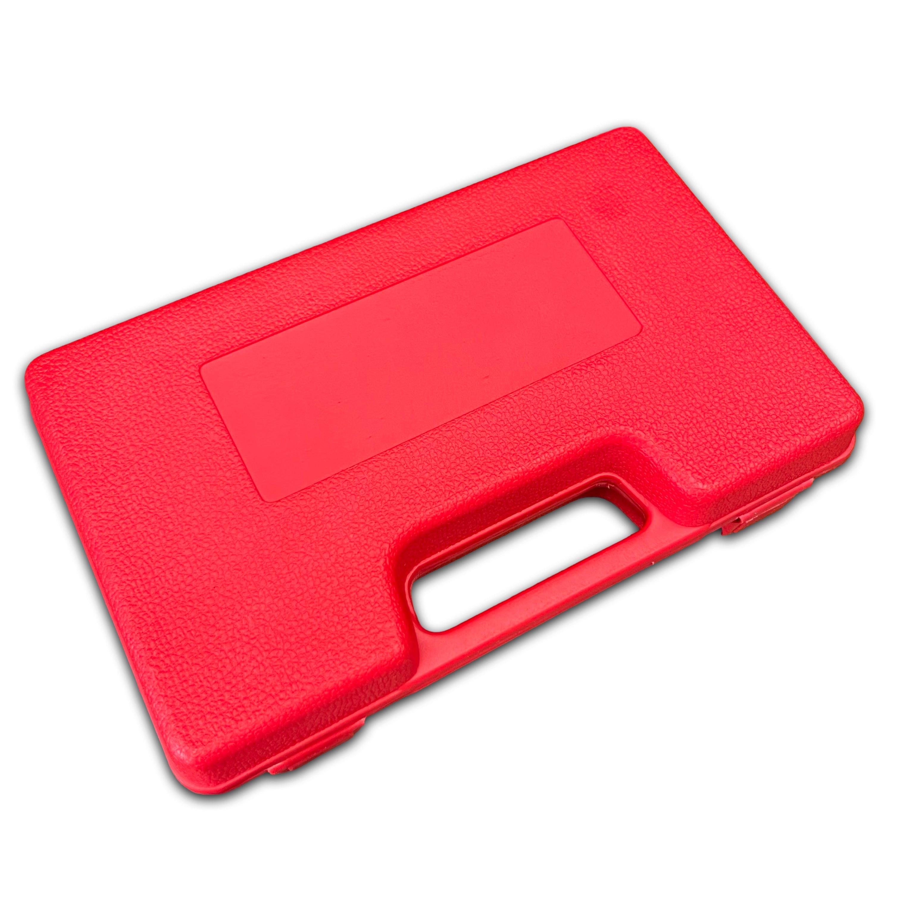 Red tool case with a handle on a white background