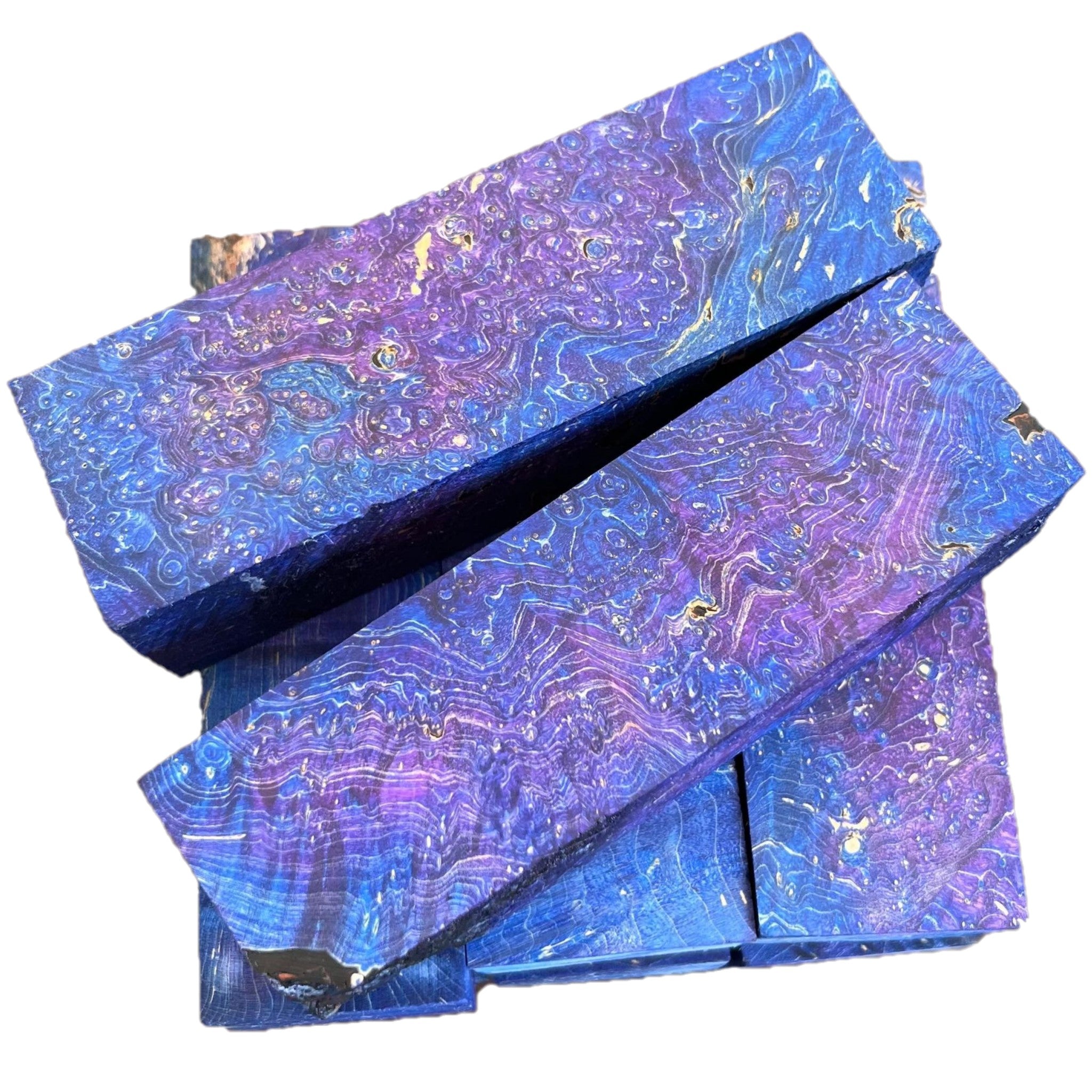 Blue & Purple Stabilised Maple Burl (30x40x135mm)
