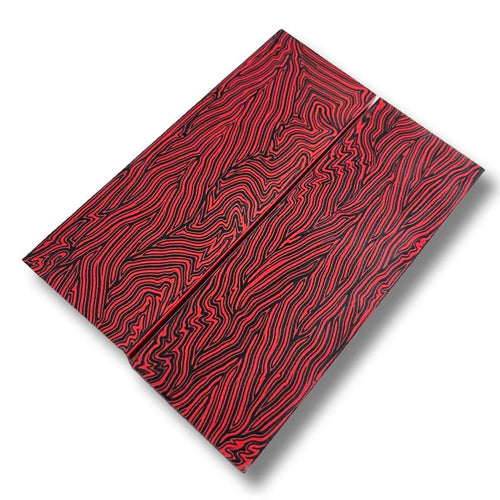 Damascus Knife Scales & Blocks Black & Red