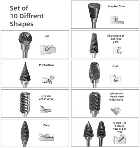 Tungsten Carbide Burr Set 10 Pcs Double Cut